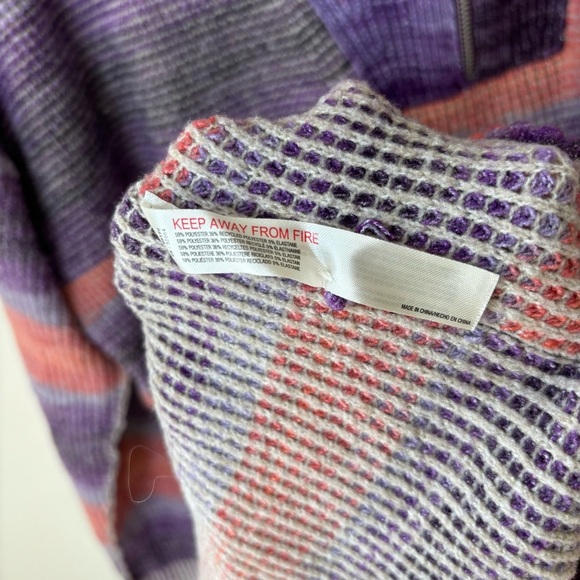 Anthropologie Daily Practice Half-Zip Tunic Sweater Stripe Purple Pink Ombre XLP - Picture 7 of 7